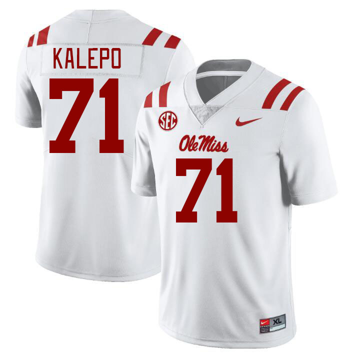 Men #71 Nate Kalepo Ole Miss Rebels College Football Jerseys Stitched-White